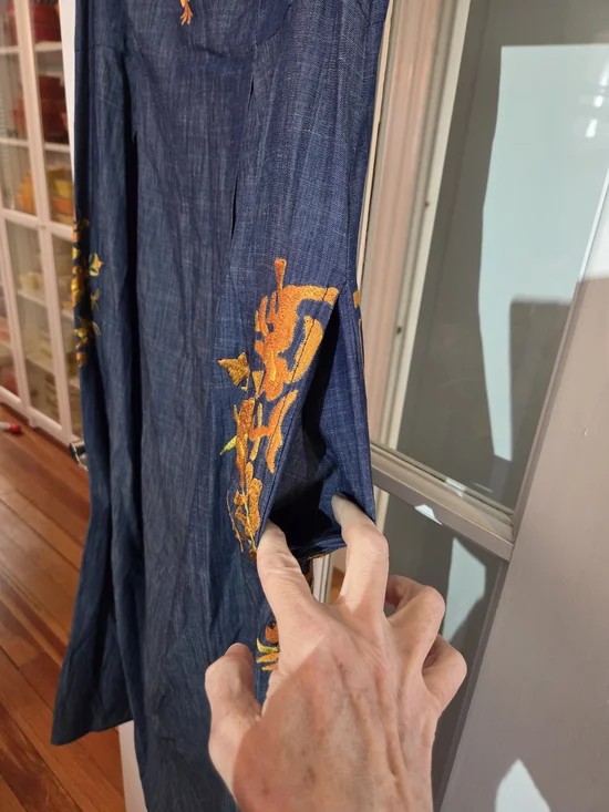 eshakti Chambray Sleeveless Midi Dress with Embroidery - Size 16 - Picture 8 of 11